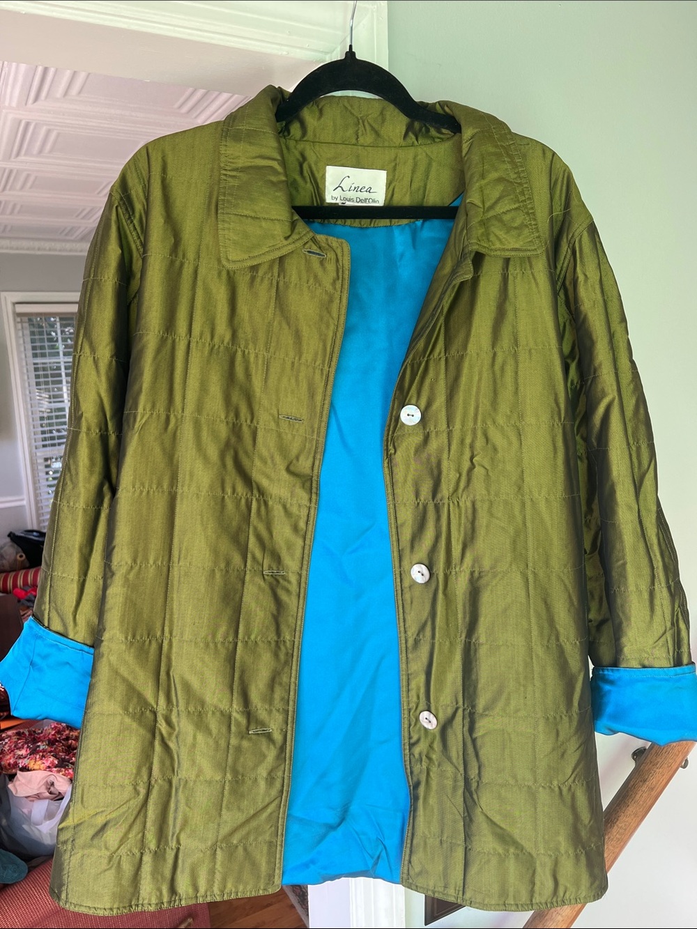 Vintage Linea Louis Dell'Olio Silk Quilted Jacket Large - Picture 8 of 10